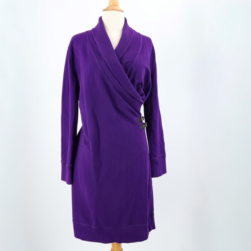 Lauren Jeans Co Ralph Lauren Wrap Dress Womens Buckle Detail L Purple Flaw